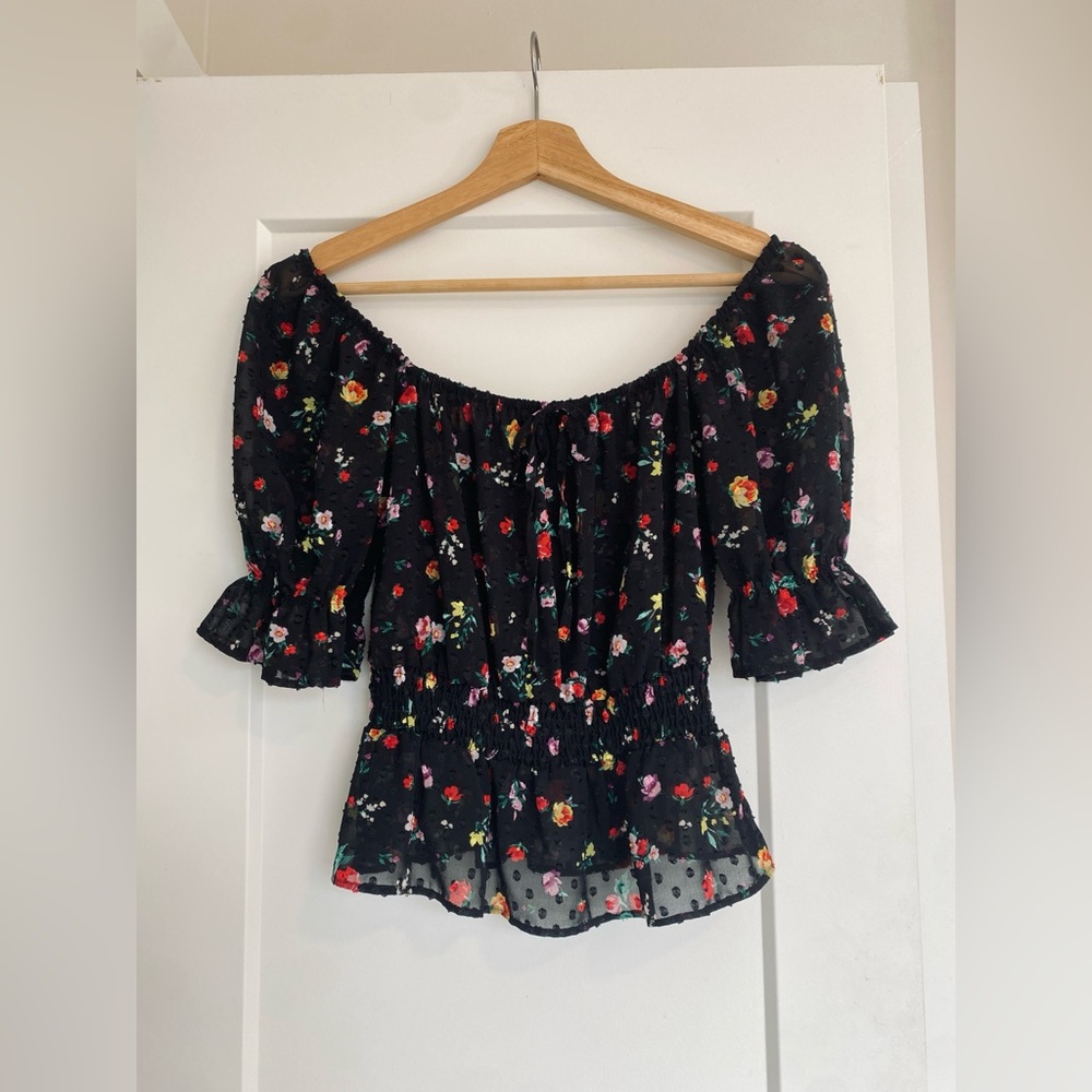 Banana Republic Floral Clip-Dot Cropped Top